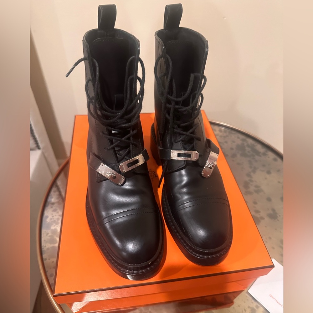 Hermes Black Funk Ankle Boots Size 36.5